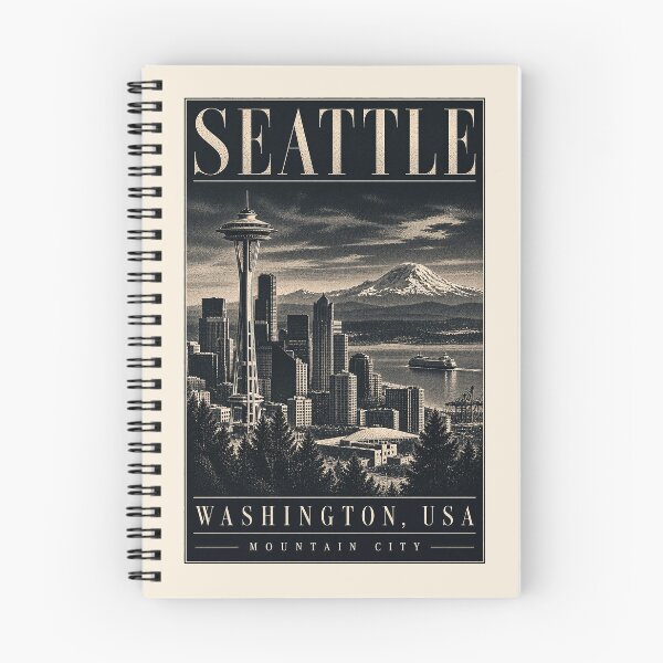 Item preview, Seattle, Washington, USA [Vintage Illustration] designed and sold by elektronen.