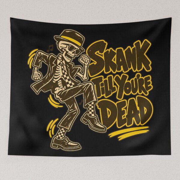 Artikelvorschau, Skank Till You’re Dead – Lustiger Ska-Skelett-Tanz entworfen und verkauft von Douglystuff.