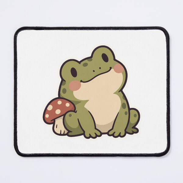 Item preview, Chubby Frog with Tiny Red Mushroom Cottagecore designed and sold by OuqCreations.