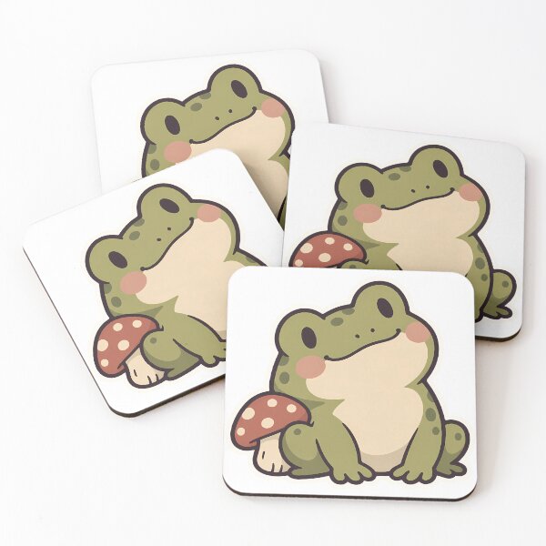 Item preview, Chubby Frog with Tiny Red Mushroom Cottagecore designed and sold by OuqCreations.