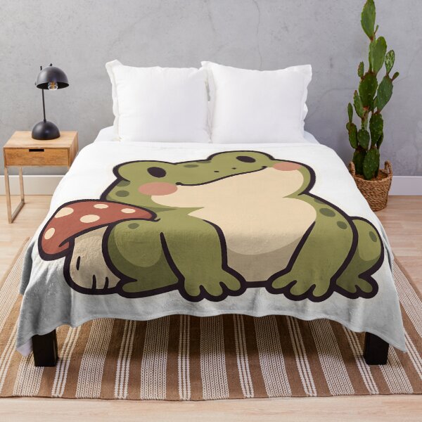 Item preview, Chubby Frog with Tiny Red Mushroom Cottagecore designed and sold by OuqCreations.