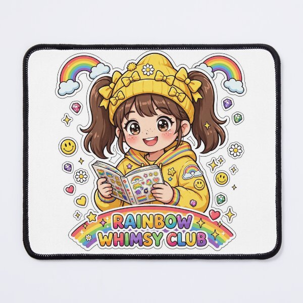 Item preview, Rainbow Whimsy Club Cute Anime Girl Sticker - Kawaii Yellow Hoodie Girl with Sticker Book Whimsical Gen Z Aesthetic designed and sold by GenZPopStudio.