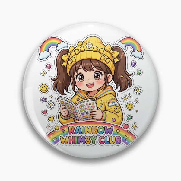 Item preview, Rainbow Whimsy Club Cute Anime Girl Sticker - Kawaii Yellow Hoodie Girl with Sticker Book Whimsical Gen Z Aesthetic designed and sold by GenZPopStudio.