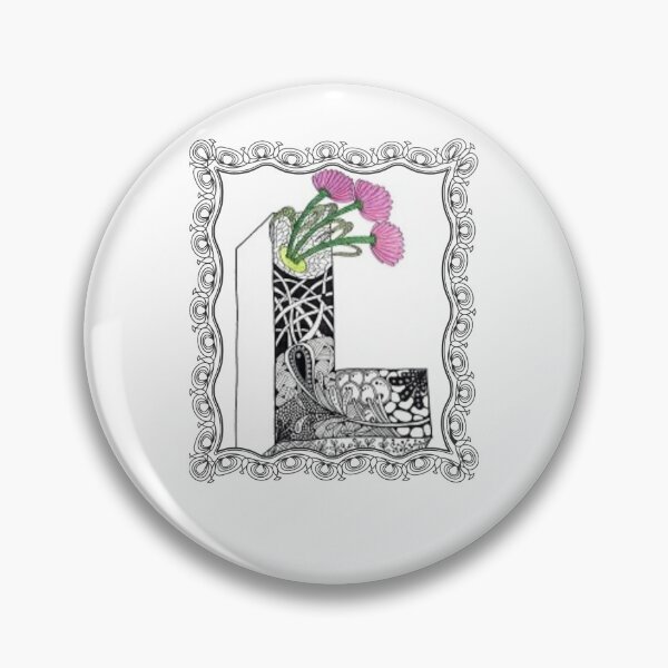 Item preview, Letter L - Illuminated Initial with Pink Flowers in Ornate Frame designed and sold by The Outlier Studio.