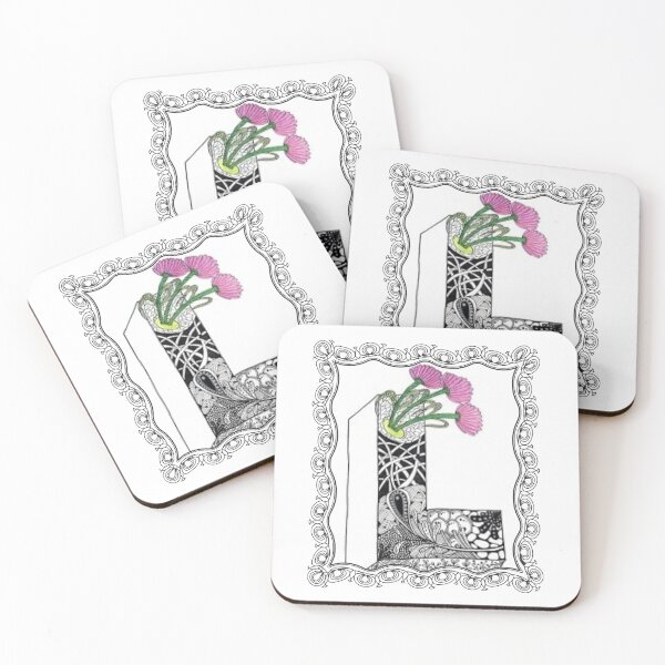 Item preview, Letter L - Illuminated Initial with Pink Flowers in Ornate Frame designed and sold by The Outlier Studio.