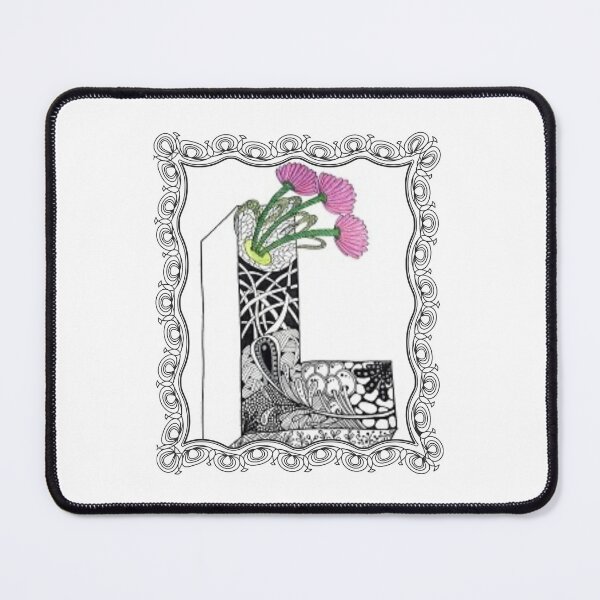 Item preview, Letter L - Illuminated Initial with Pink Flowers in Ornate Frame designed and sold by The Outlier Studio.