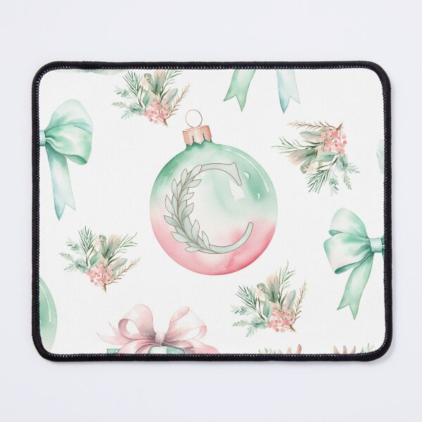 Item preview, C Monogram Pastel Watercolor Christmas Deer Bows Presents designed and sold by Feeling Artsy.