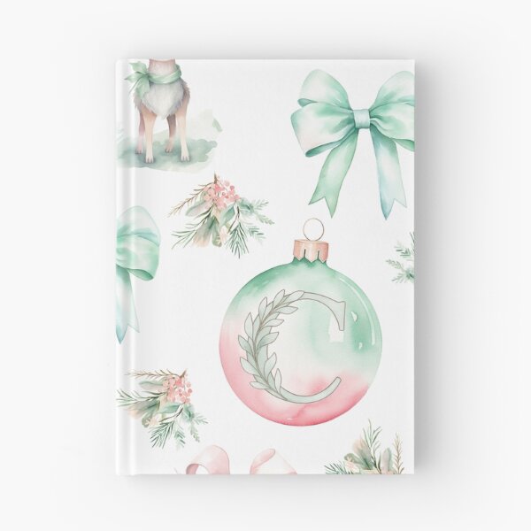 Aperçu de l'œuvre C Monogramme Pastel Aquarelle Nœuds de Noël Cerf Cadeaux créée et vendue par Feeling Artsy.