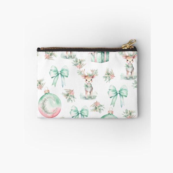 Item preview, C Monogram Pastel Watercolor Christmas Deer Bows Presents designed and sold by Feeling Artsy.