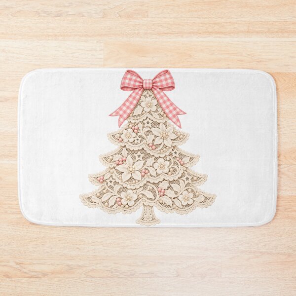 Item preview, Lace Christmas Tree Pink Bow Coquette Holiday designed and sold by DesignArtist.ia.