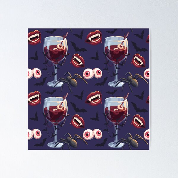 Item preview, Spooky Vampire Cocktail and Eyeballs Seamless Pattern designed and sold by xMErCUrY03x.