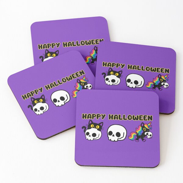Item preview, Black Cat and Rainbow Unicorn – Gothic Kawaii Halloween designed and sold by Britishdelights.