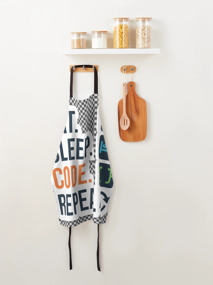 Thumbnail 4 of 6, Apron, Eat Sleep Code Repeat - Programmer Developer Sticker designed and sold by Kushwaha18.