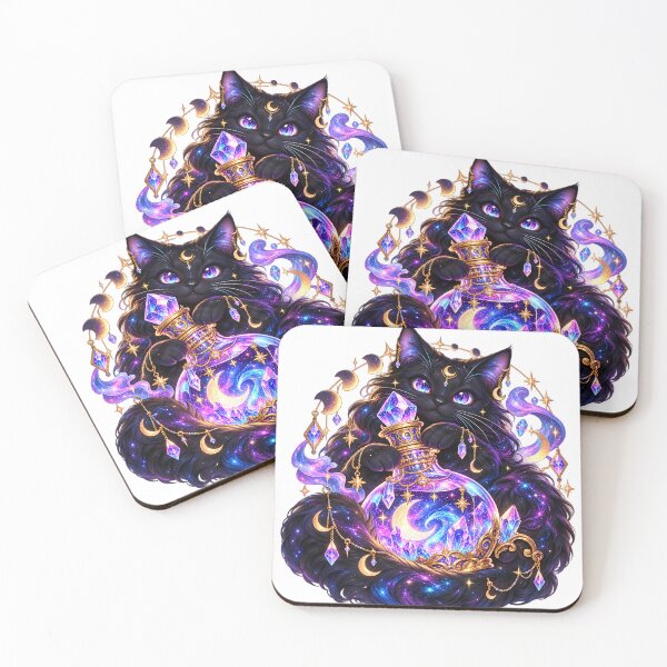 Item preview, Galaxy Cat on a Golden Moon – Magical Cosmic Kitten designed and sold by Gatto Grasso.
