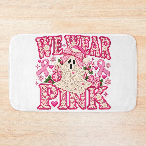 Item preview, We Wear Pink Christmas Ghost Breast Cancer Awareness designed and sold by DesignArtist.ia.