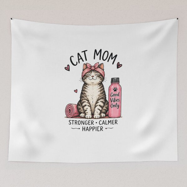 Item preview, Cat Mom Stronger,Calmer,Happier Design designed and sold by Zen & Whiskers.