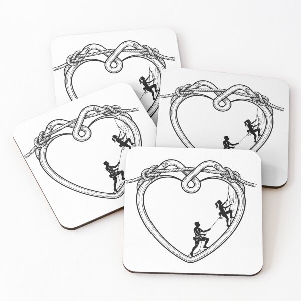 Item preview, Heart Shaped Carabiners Rock Climbing Love Illustration designed and sold by GabeMountainArt.