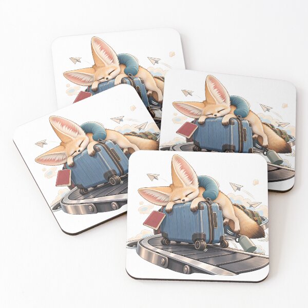 Item preview, Tired Fennec Fox Travel Adventure Animal Illustration for Shirts Stickers Mugs and Gifts designed and sold by The Tired Animal Club.