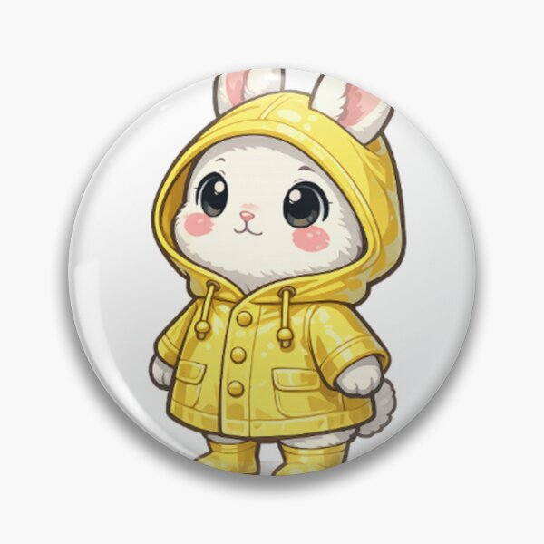 Aperçu de l'œuvre Lapin kawaii dans un imperméable jaune créée et vendue par LongIslandDesgn.