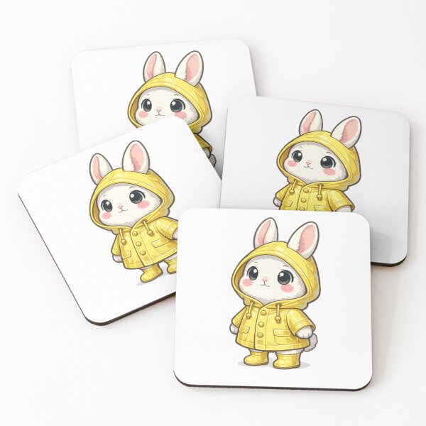 Item preview, Kawaii bunny in a yellow raincoat designed and sold by LongIslandDesgn.