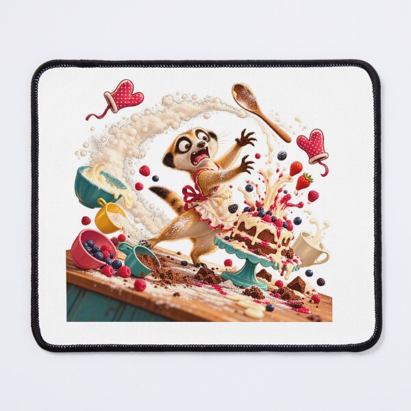 Item preview, Funny Meerkat Baking Chaos Cute Weird Animal Illustration for Shirts Stickers Mugs and Gifts designed and sold by Oddly Tiny Zoo.