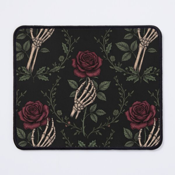 Item preview, Midnight Romance" - Gothic Burgundy Rose & Skeleton Hand designed and sold by cabuks.