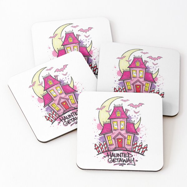 Item preview, Pink Haunted House Cute Spooky Halloween Art designed and sold by Merch by Das Design Studio.