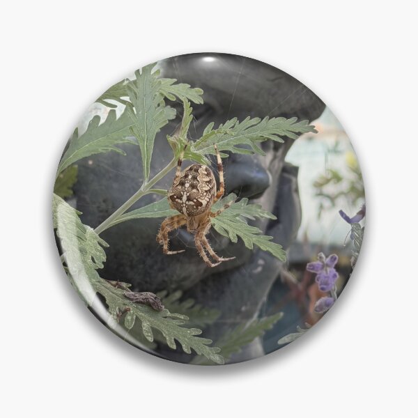 Item preview, Garden Guardian.  Orb Weaver Spider among Statue and Blooms designed and sold by Astute-Artio-Photography.
