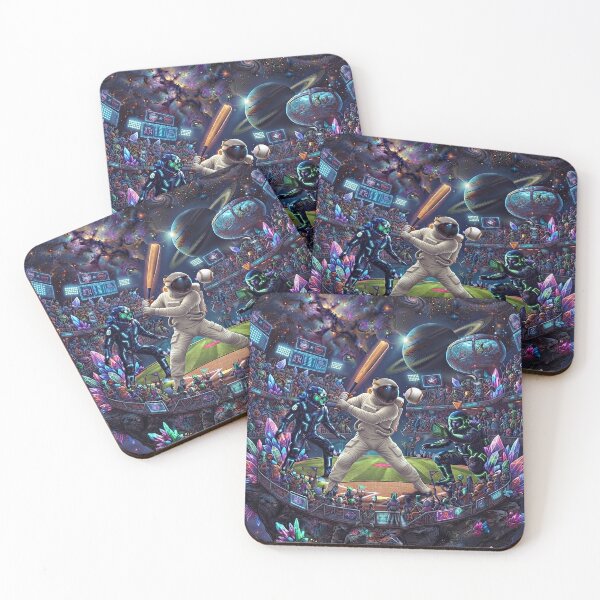 Item preview, Cosmic Baseball Match in Outer Space | Pop Surrealism Space Art designed and sold by Rain-Road.