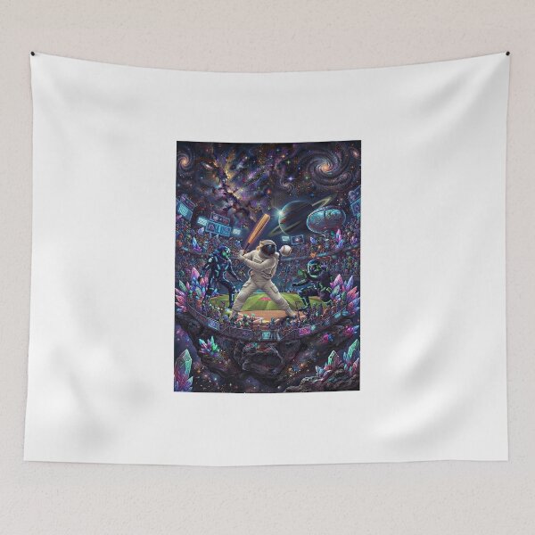 Item preview, Cosmic Baseball Match in Outer Space | Pop Surrealism Space Art designed and sold by Rain-Road.