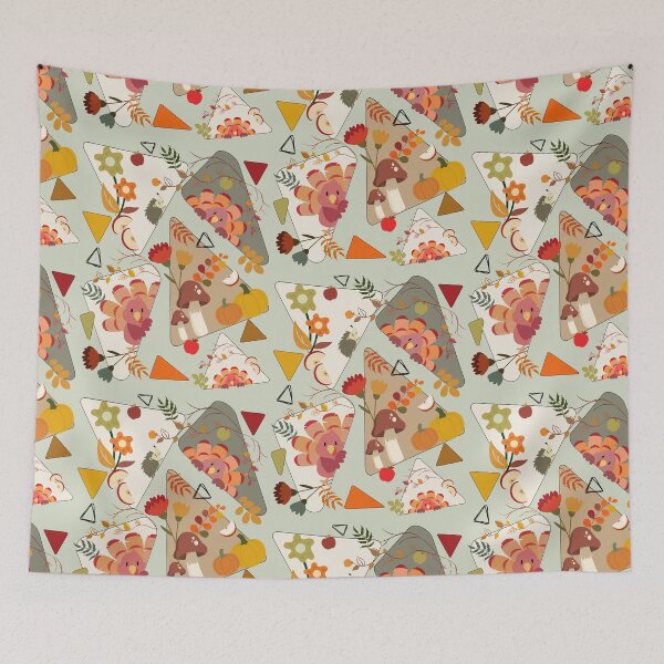 Item preview, Thanksgiving Turkey Hiding Fall Garden Triangle Pattern designed and sold by Vibria Pattern Studio.