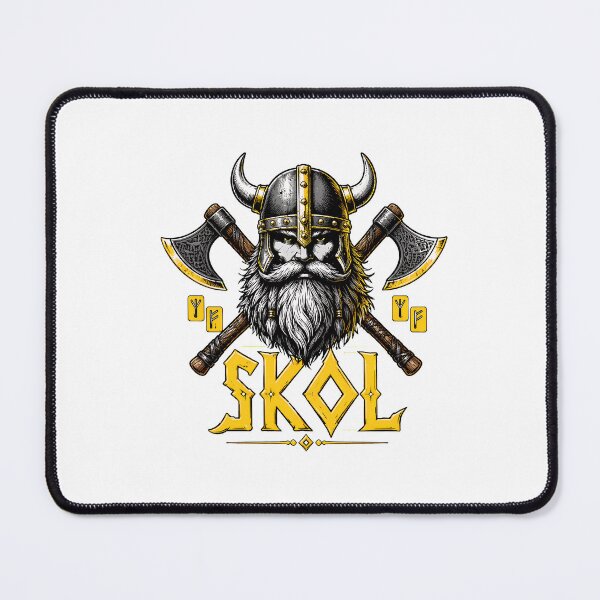 Item preview, Viking Warrior SKAL Horned Helmet Axes Runes designed and sold by Maladies.
