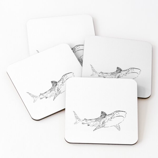 Item preview, Tiger Shark Line Art | Minimalist Black and White Shark Illustration designed and sold by AVORO.