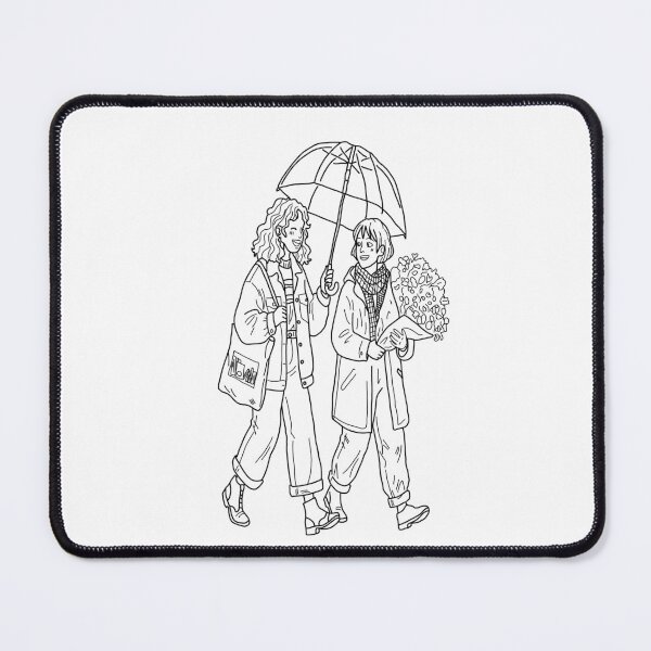 Item preview, Aesthetic Best Friends under Umbrella, Cute Girlhood Autumn Walk Line Art Coloring Page designed and sold by polisi26.