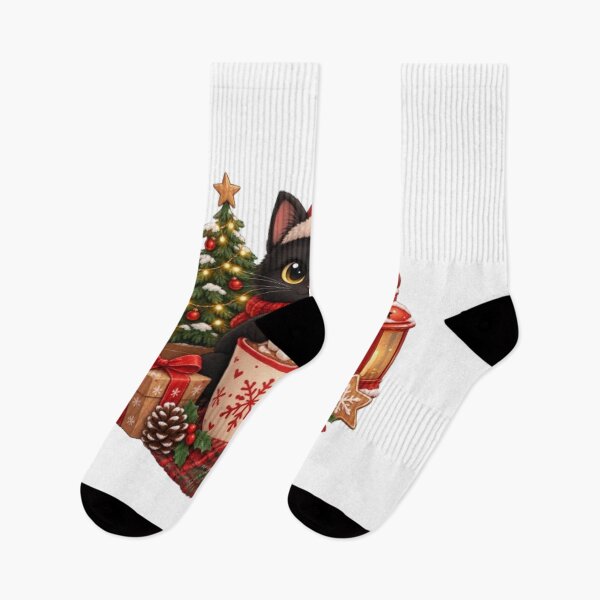 Item preview, Cozy Christmas Black Cat designed and sold by Dew Drop Designs.