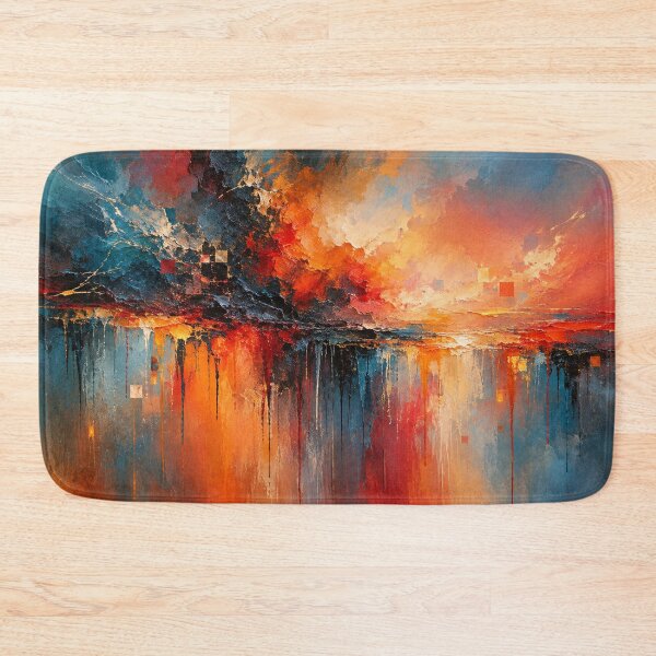 Item preview, Molten Deep Textured Abstract Art Print | Fiery Orange and Teal Contemporary Wall Decor designed and sold by Joey Santiago.