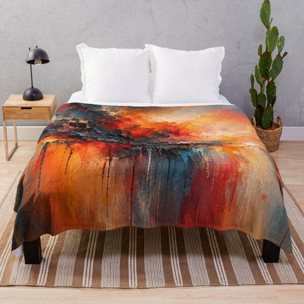Item preview, Molten Deep Textured Abstract Art Print | Fiery Orange and Teal Contemporary Wall Decor designed and sold by Joey Santiago.