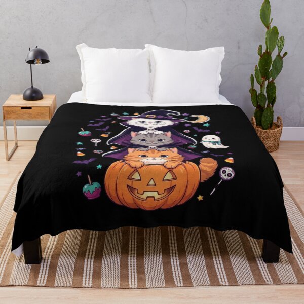 Item preview, Cute Halloween Witch Cat With Glowing Stars Hat And Candy Pumpkin T-shirt designed and sold by Alicjareign.