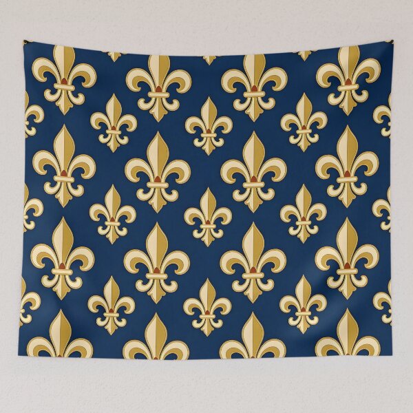 Item preview, Royal Blue and Gold Fleur de Lis Pattern designed and sold by Sybille-Yates.
