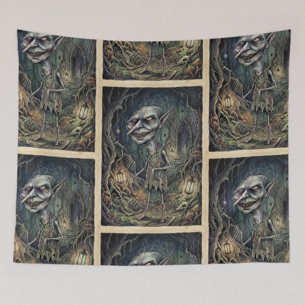 Item preview, Creepy horror house goblin illustration designed and sold by Vintage Designs +.