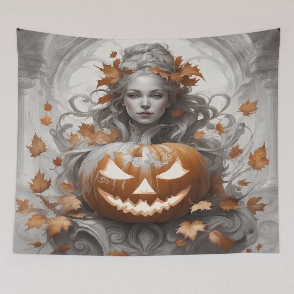 Item preview, Artistic pumpkin lantern with autumnal ornaments designed and sold by FotoworldEdel.