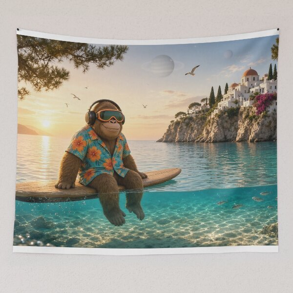 Item preview, Morning Swim - DJ Seldon Surfing a Crystal Clear Mediterranean Bay designed and sold by KGOart.