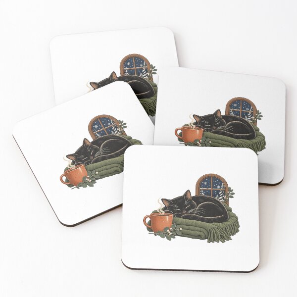Item preview, Winter Homebody — Sleeping Cat by a Snowy Window designed and sold by Mood Made Me Art.