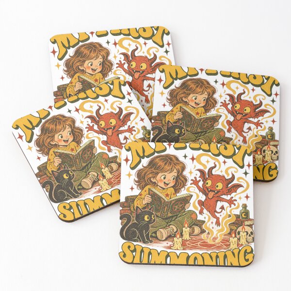 Item preview, My First Summoning Funny Cartoon Witch Girl Demon T-Shirt Design designed and sold by KIDEnia.