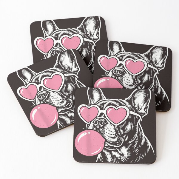Item preview, French Bulldog Blowing Bubblegum Pink Heart Sunglasses Frenchie designed and sold by mari-kayden.