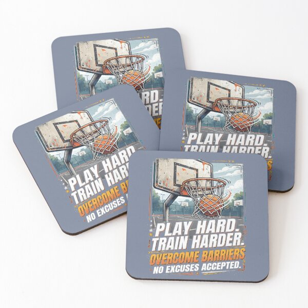 Item preview, Play Hard Train Harder – Basketball Hoop Sports Motivation Art designed and sold by Evelashop.