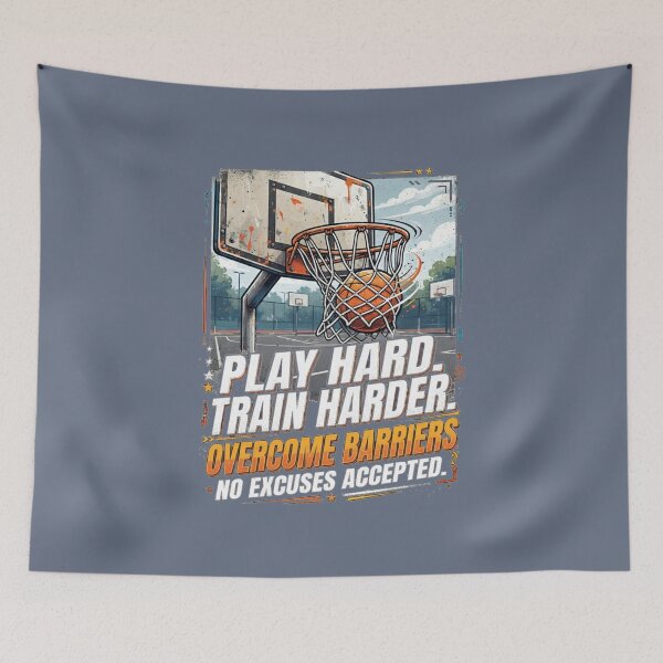 Item preview, Play Hard Train Harder – Basketball Hoop Sports Motivation Art designed and sold by Evelashop.