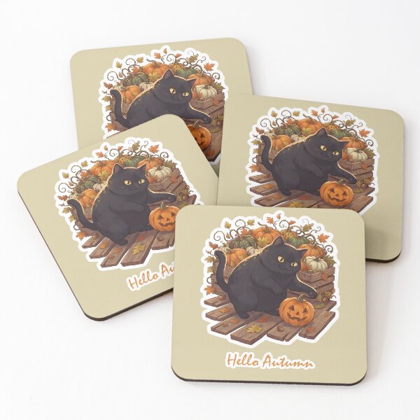 Item preview, Black Cat Pumpkins Hello Autumn Cozy Fall Witchy designed and sold by PeaWitch.