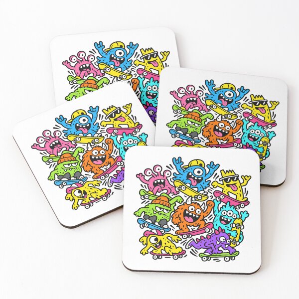 Item preview, Monster Skate Crew Colorful Skateboard Creatures designed and sold by Thai Vibe Studio.