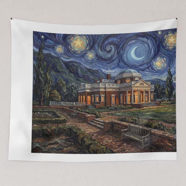Artikelvorschau, Monticello Thomas Jefferson Estate Under Starry Night entworfen und verkauft von Bad-Decisions-Designs.